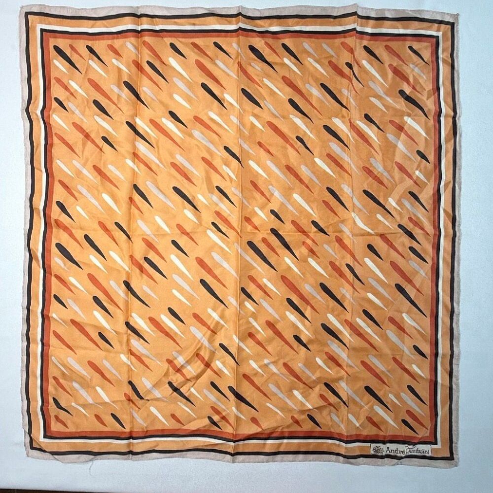 Andre Fantasies Scarf vintage square scarf orange with pattern